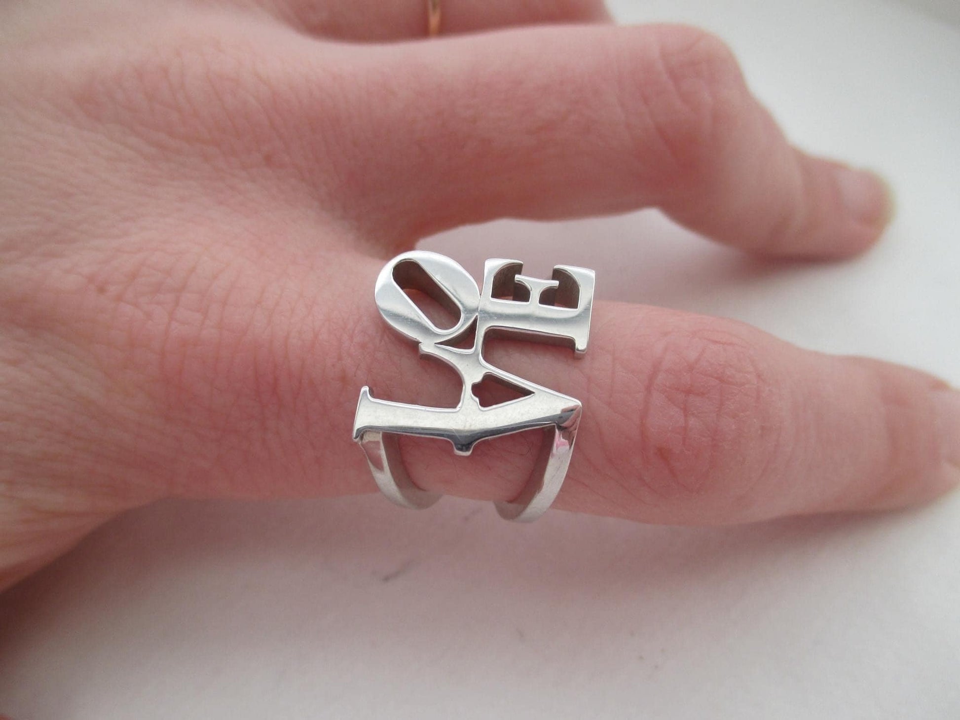 Sterling Silver LOVE Ring, Handmade Statement Jewelry