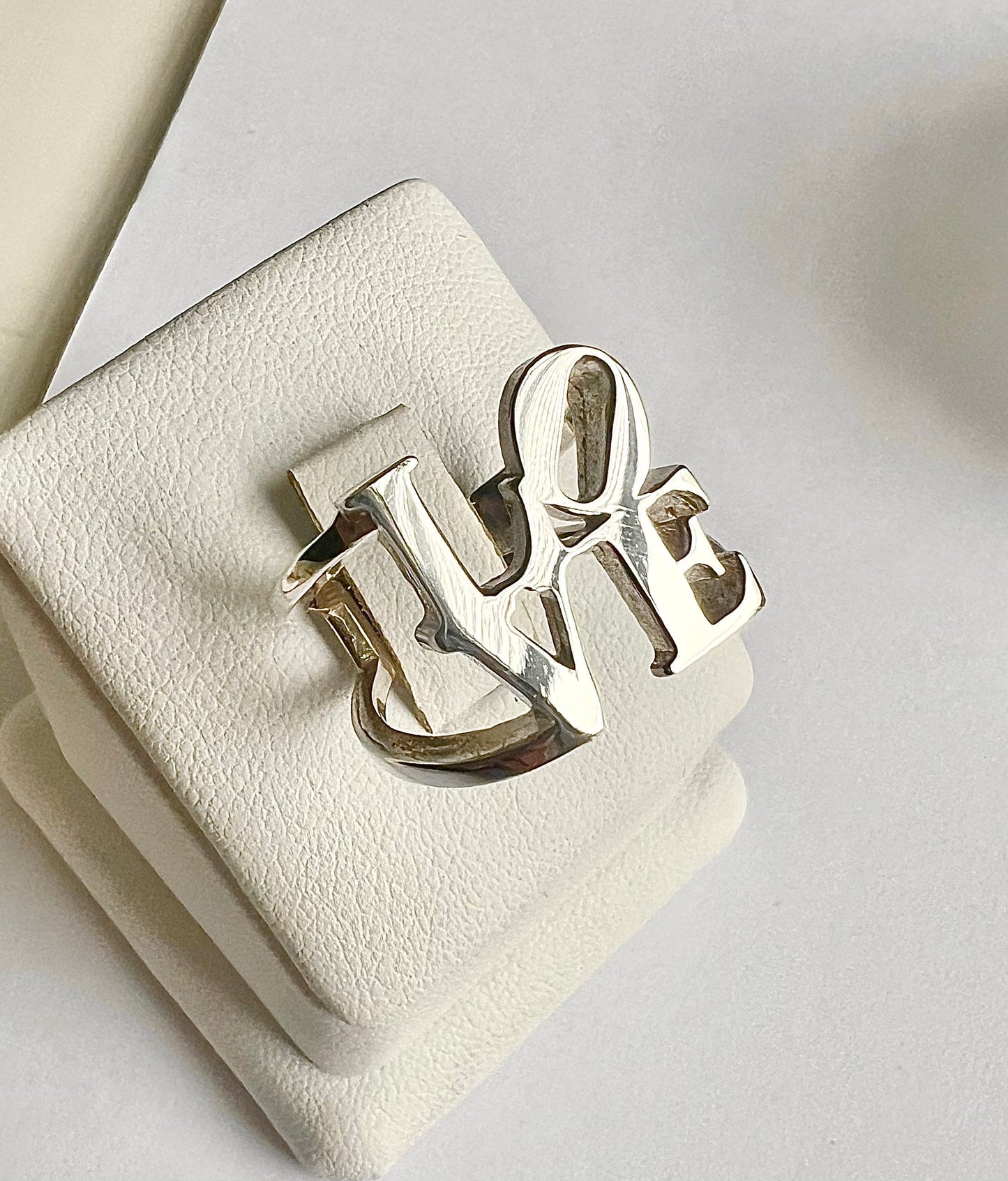 Sterling Silver LOVE Ring, Handmade Statement Jewelry