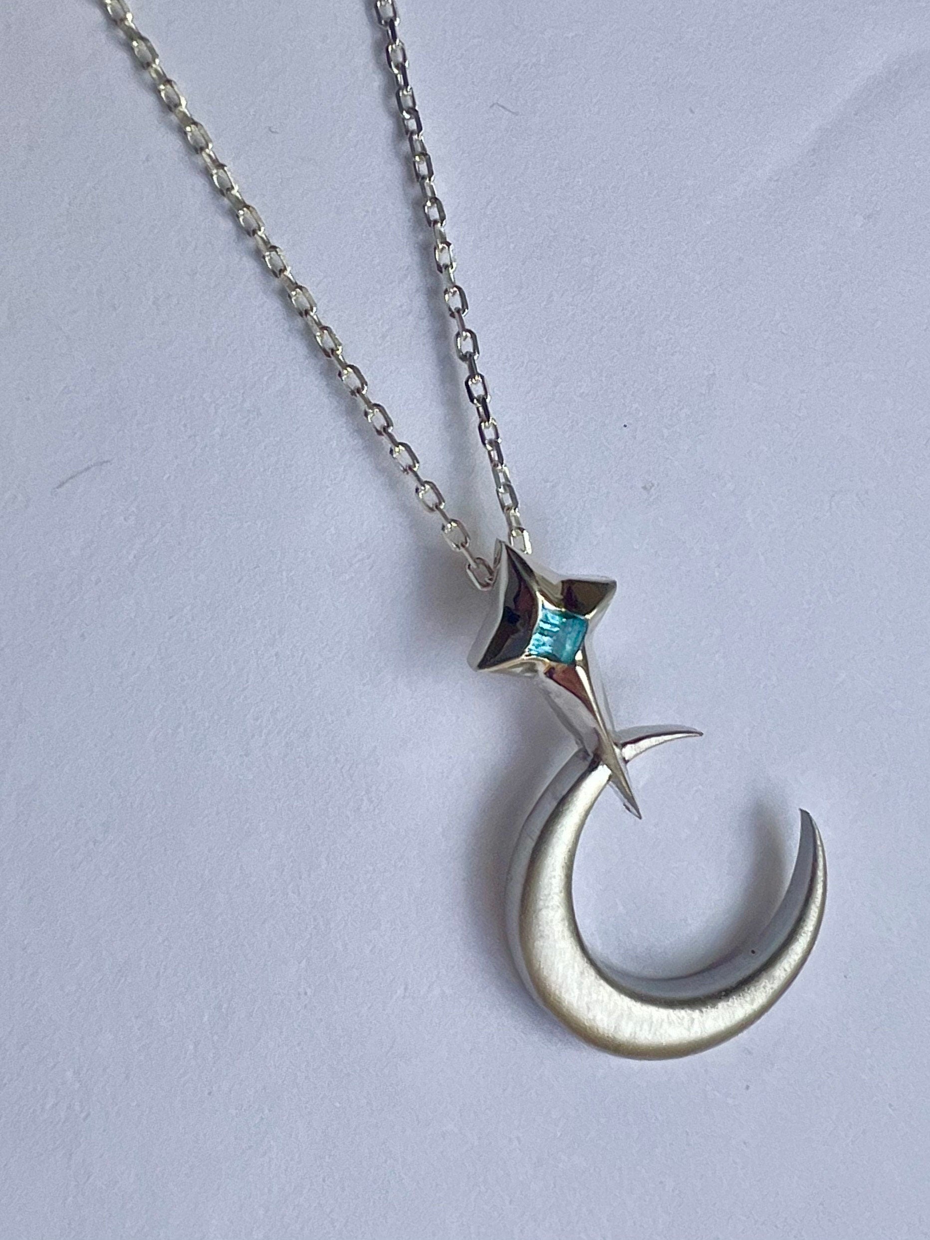 Topaz North Star & Crescent Moon Necklace
