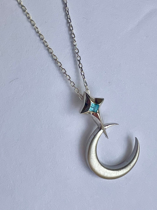 Topaz North Star & Crescent Moon Necklace
