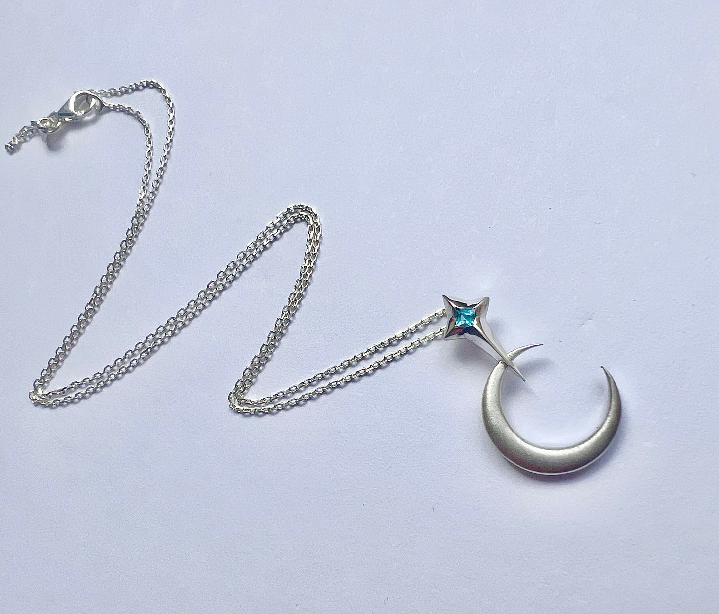 Topaz North Star & Crescent Moon Necklace
