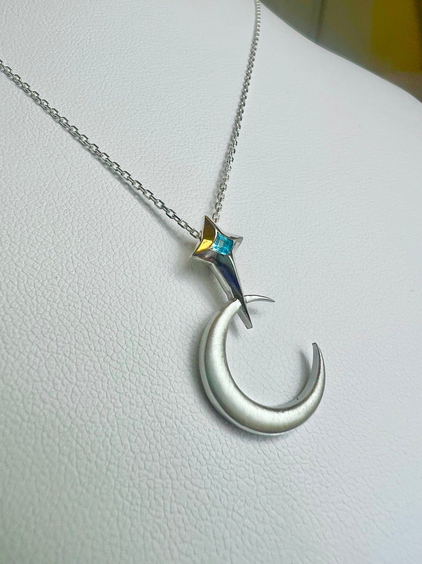 Topaz North Star & Crescent Moon Necklace