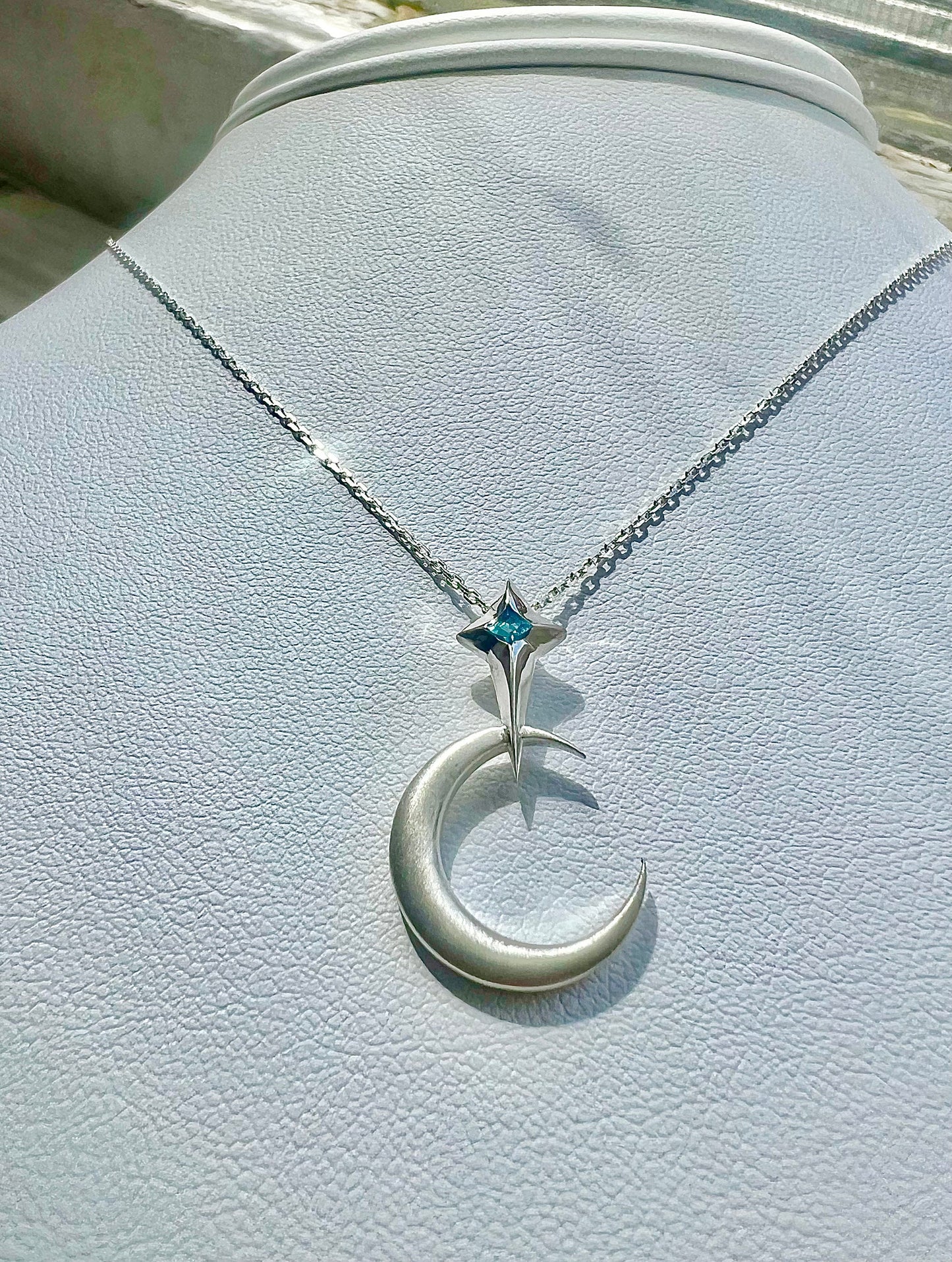 Topaz North Star & Crescent Moon Necklace